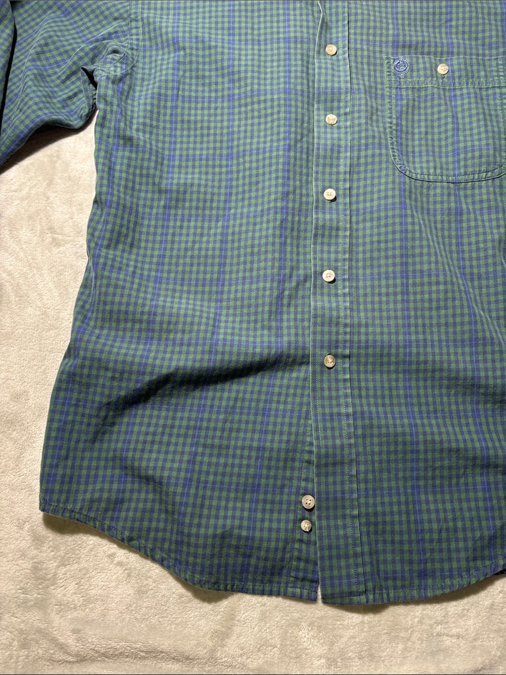 Wrangler Cowboy Cut Gorge‎ Strait Men’s M Green Blue Plaid Button Down Shirt - Picture 6 of 12